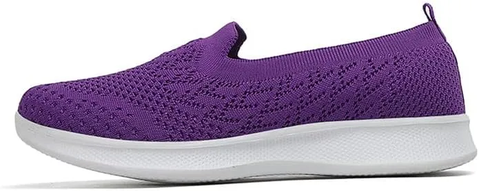 LLTMALL Women's Walking Sneakers Slip on Mesh Breathable Shoes Comfortable Knit Loafers