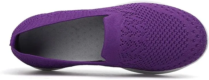 LLTMALL Women's Walking Sneakers Slip on Mesh Breathable Shoes Comfortable Knit Loafers