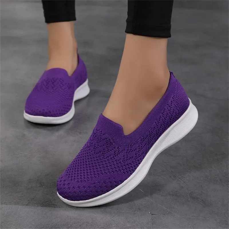 LLTMALL Women's Walking Sneakers Slip on Mesh Breathable Shoes Comfortable Knit Loafers