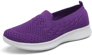 LLTMALL Women's Walking Sneakers Slip on Mesh Breathable Shoes Comfortable Knit Loafers