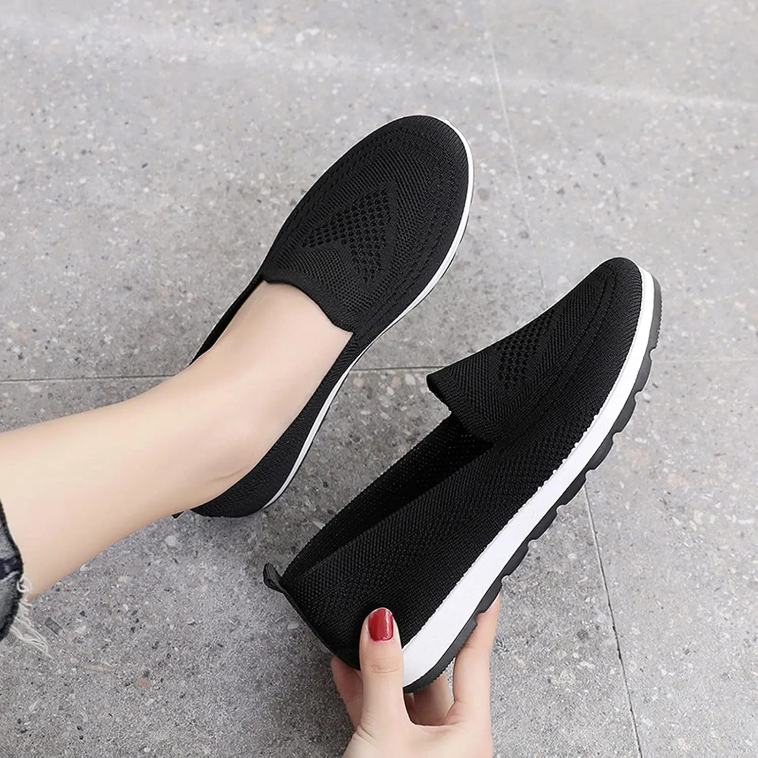 Loafers for Women Comfort Slip On Walking Shoes Knit Dressy Comfortable Business Work Flats Wide Width Casual Sneaker