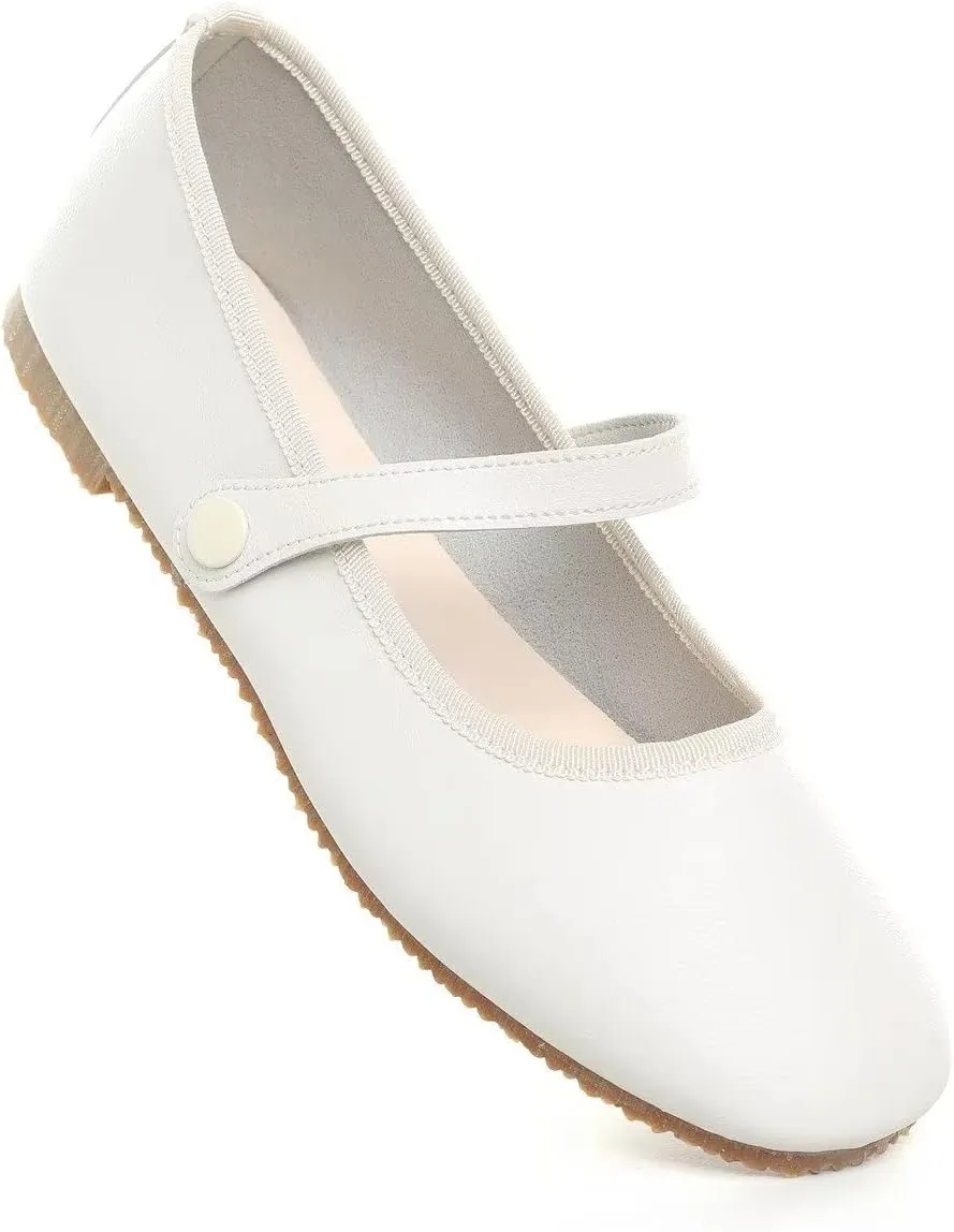 LUXINYU Women's Mary Jane Shoes Candy Color Ankle Strap Ballet Flats Soft Pu Leather Lightweight Casual Flats