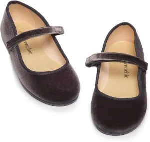 Mary Jane Shoes for Girls – Classic & Comfortable Dress Shoes for Toddlers & Kids – Perfect Flats for School, Play, and Special Occasions (Velvet, Grey, 13.5 Little Kid)
