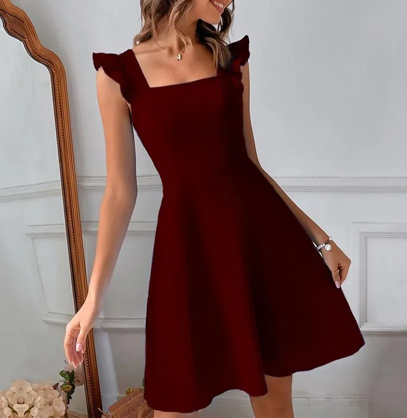 Melliflo Women's Rural Halter Dress Bow Pleated Sleeveless Mini Dress Elegant Commuting Vacation Beach Homecoming Dresses