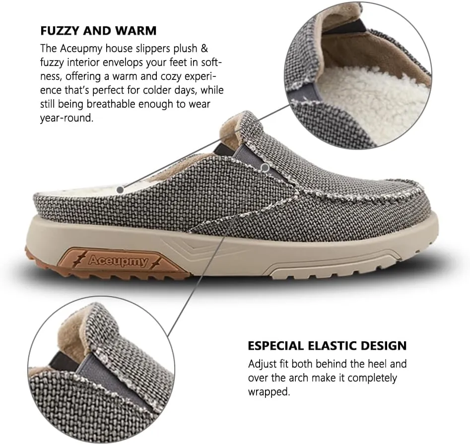 Men's Arch Support Plantar Fasciitis Relief Orthopedic Slipper Indoor Canvas Slip On House Diabetic Bunions Casual Loafers