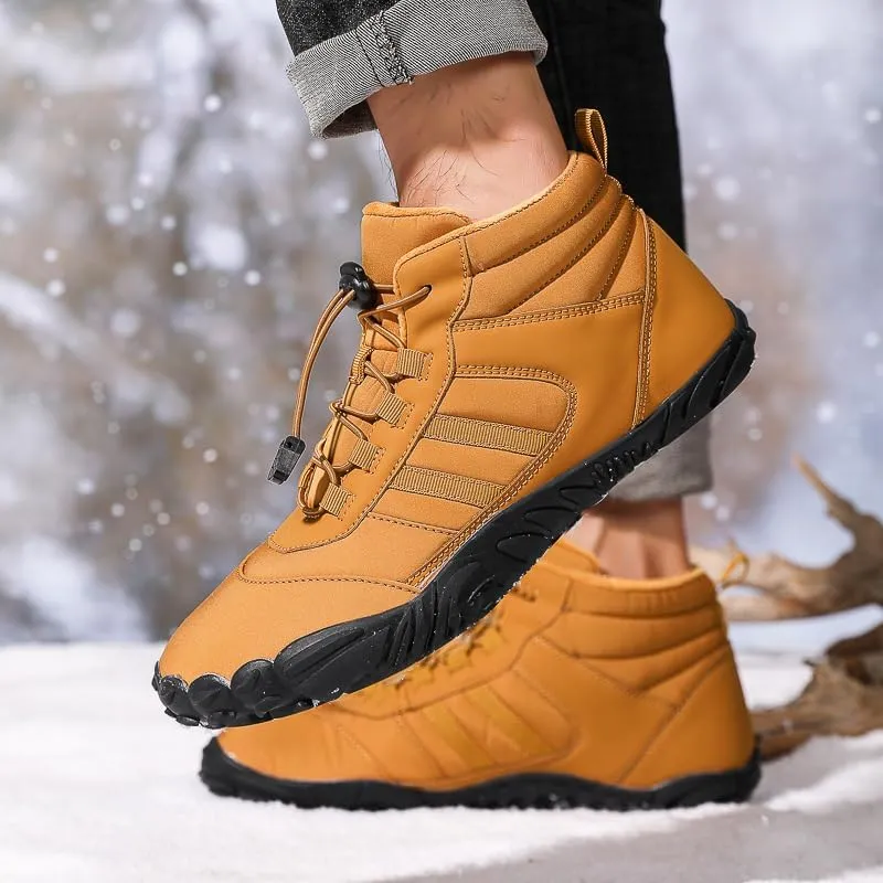 Mens Barefoot Boots Shoes, Womens Snow Boots - Warm Minimalist Wide Toe, Couples Waterproof Winter Snow Boots, Warm Ankle Booties with Arch Support Anti-Slip Outdoor Casual Ankle Sneakers