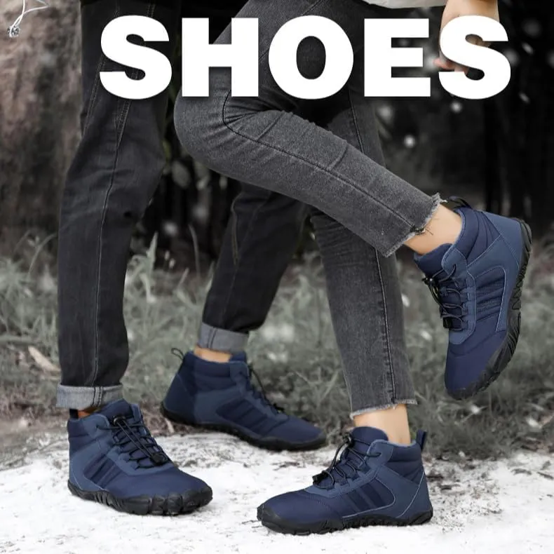 Mens Barefoot Boots Shoes, Womens Snow Boots - Warm Minimalist Wide Toe, Couples Waterproof Winter Snow Boots, Warm Ankle Booties with Arch Support Anti-Slip Outdoor Casual Ankle Sneakers
