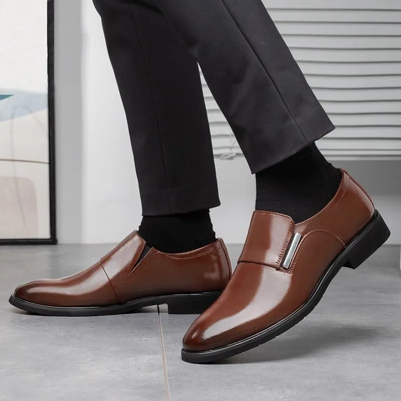 Men's Leather Shoe Fashion Dress Shoes Slip-On Pointed Toe Split Casual Formal Loafers Business Wedding Oxfords Zapatillas De Hombre Man