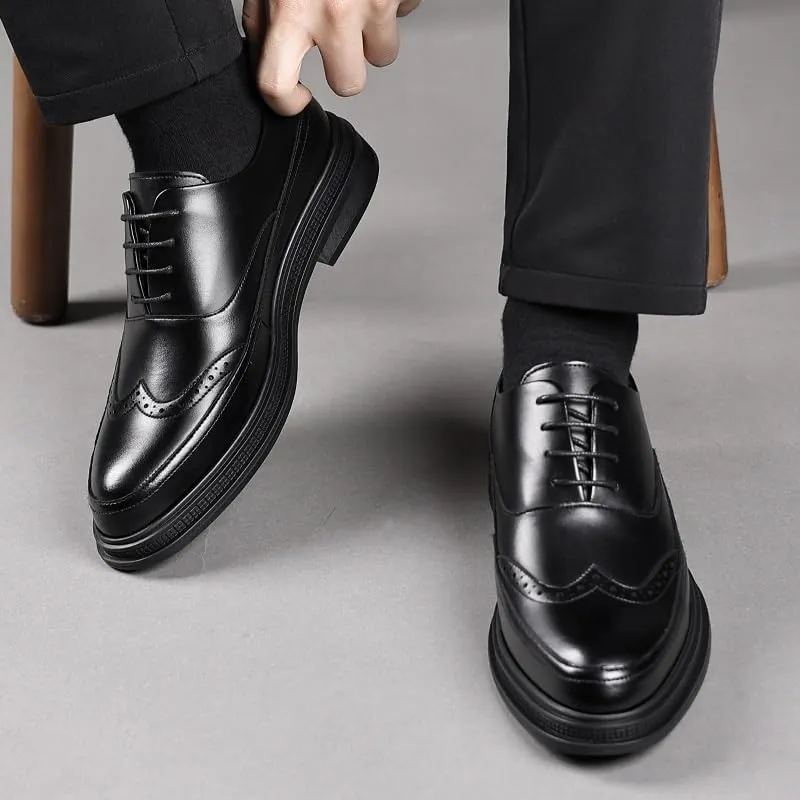 Mens Loafers Party Business Genuine Leather Platform Slip-on Oxfords Orthopedic Leather Shoes