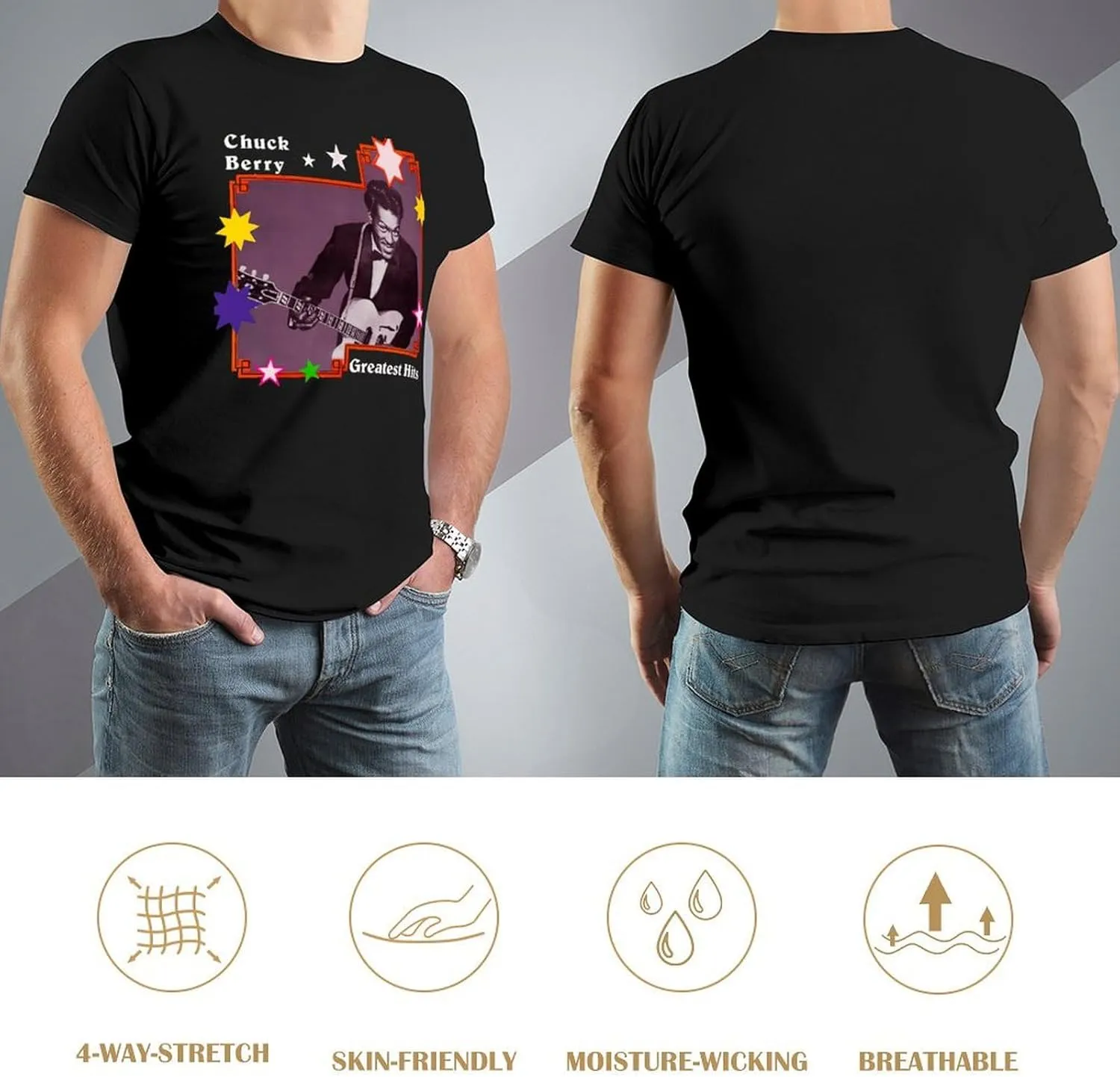 Men's Music Fans T-Shirts Athletic Short-Sleeve Stretch-Cotton Shirt Adults