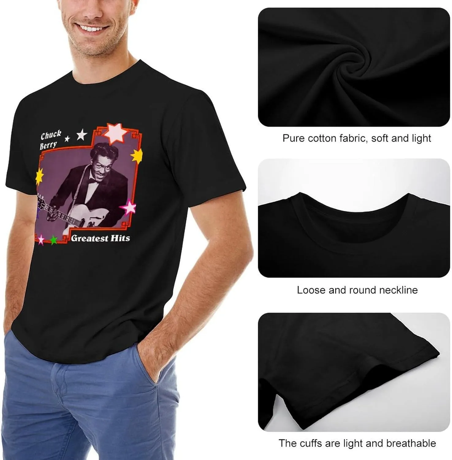 Men's Music Fans T-Shirts Athletic Short-Sleeve Stretch-Cotton Shirt Adults