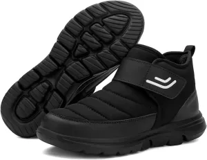 Men's Waterproof Platform Snow Boots with Hook and Loop Comfort Warm Lug Sole Lightweight Winter Booties for Outdoor Winter Adventure