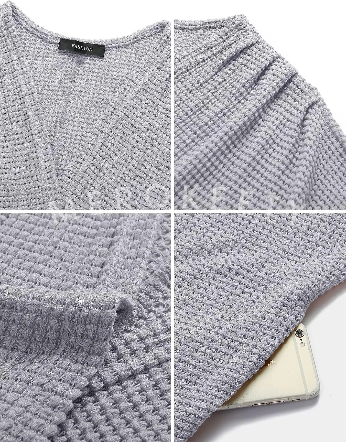 MEROKEETY Women's 2025 Fall Waffle Knit Batwing Long Sleeve Cardigan Loose Open Front Sweater Coat