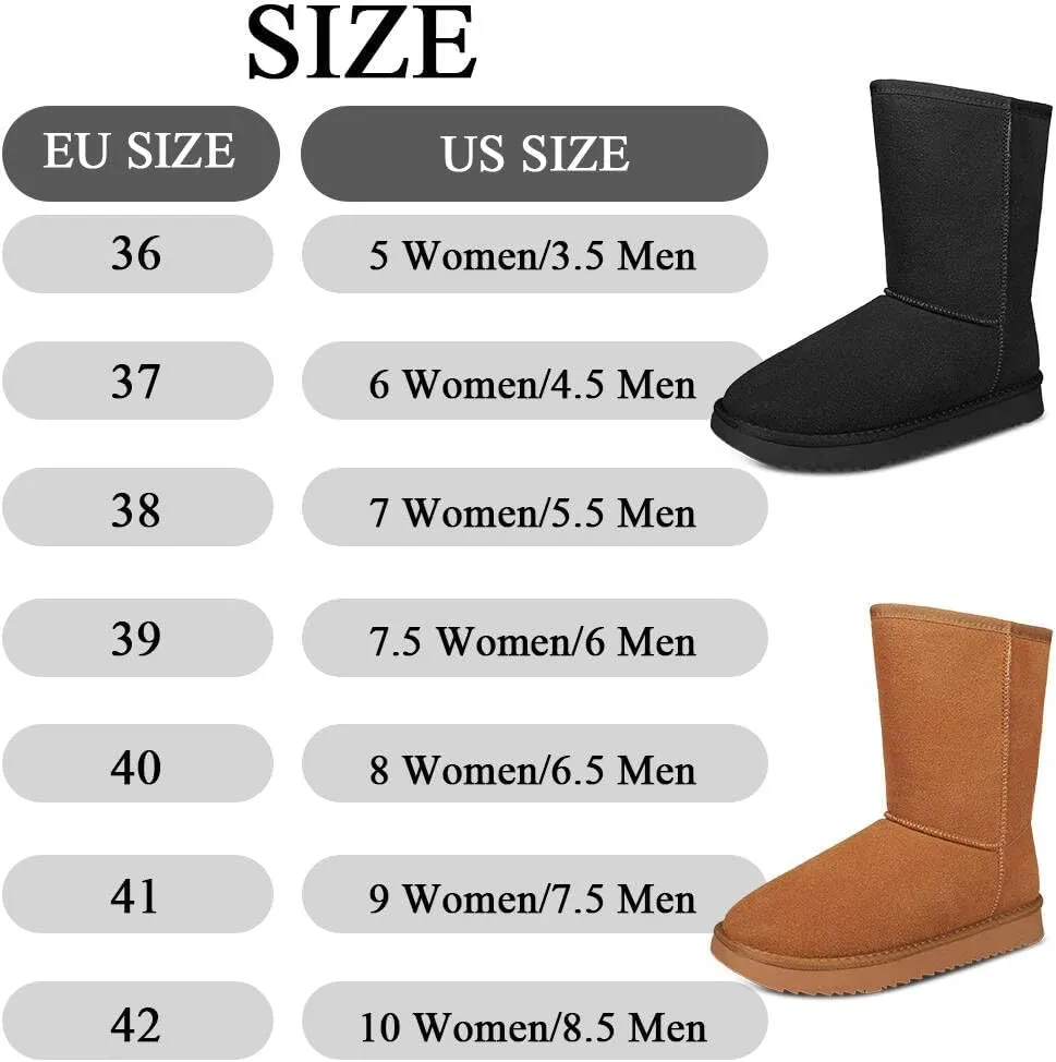 Mid-Calf Winter Boots for Women Genuine Suede Winter Snow Boots Fur Lining Memory Foam Winter Shoes Water Resistant