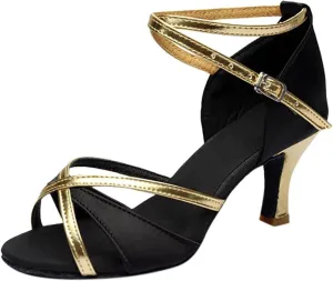 Mid Heels for Women 2025 Latin Dance Shoes Womens Ballroom Buckle Tango Performance Practice Dancing Shoes