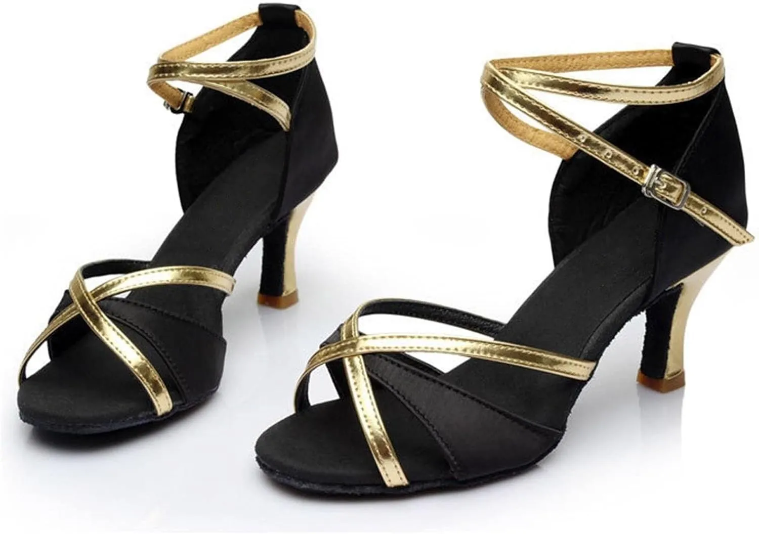 Mid Heels for Women 2025 Latin Dance Shoes Womens Ballroom Buckle Tango Performance Practice Dancing Shoes