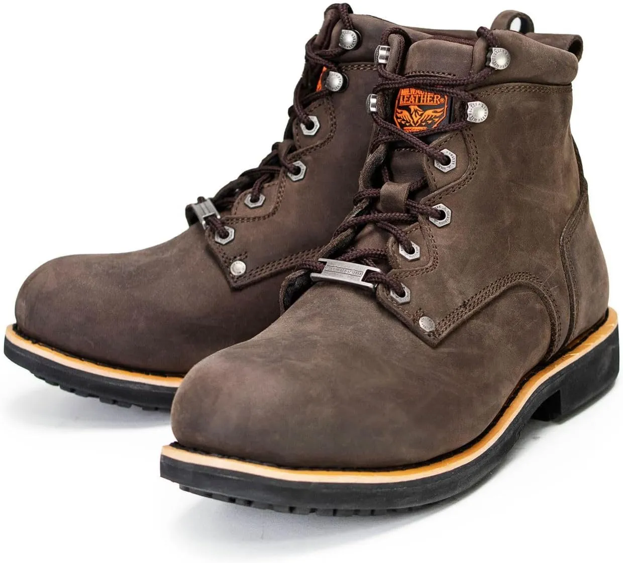 Milwaukee Leather MBM9007 Men's Logger Dark Brown Leather 6-Inch Lace-Up Motorcycle Outdoor Rider Boots - 7.5