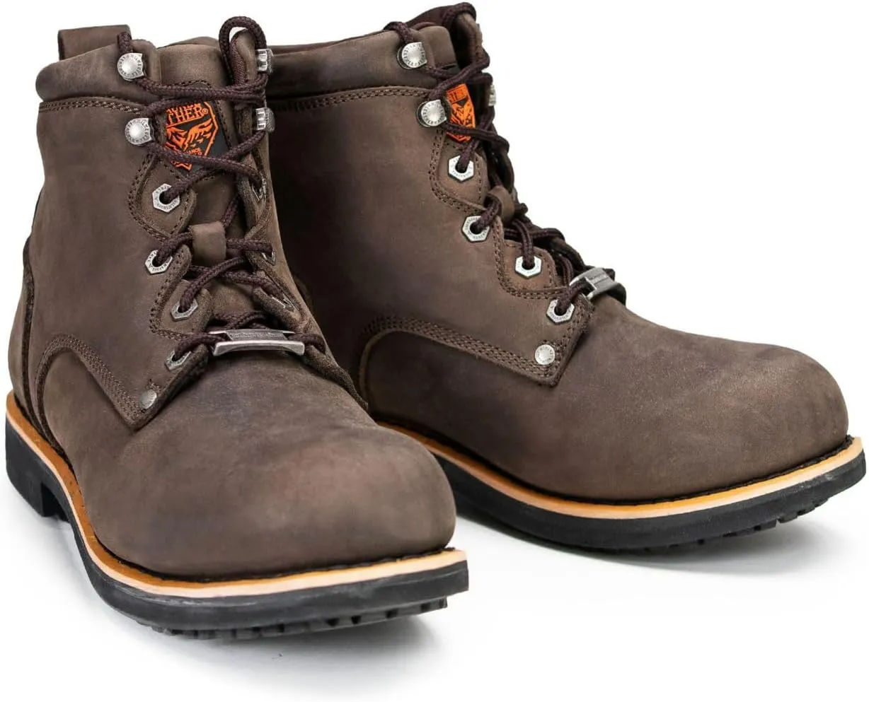 Milwaukee Leather MBM9007 Men's Logger Dark Brown Leather 6-Inch Lace-Up Motorcycle Outdoor Rider Boots - 7.5