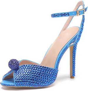 Minishion Slingback High Heel Wedding Shoes for Women with Crystals Fashion Evening Party Sandals