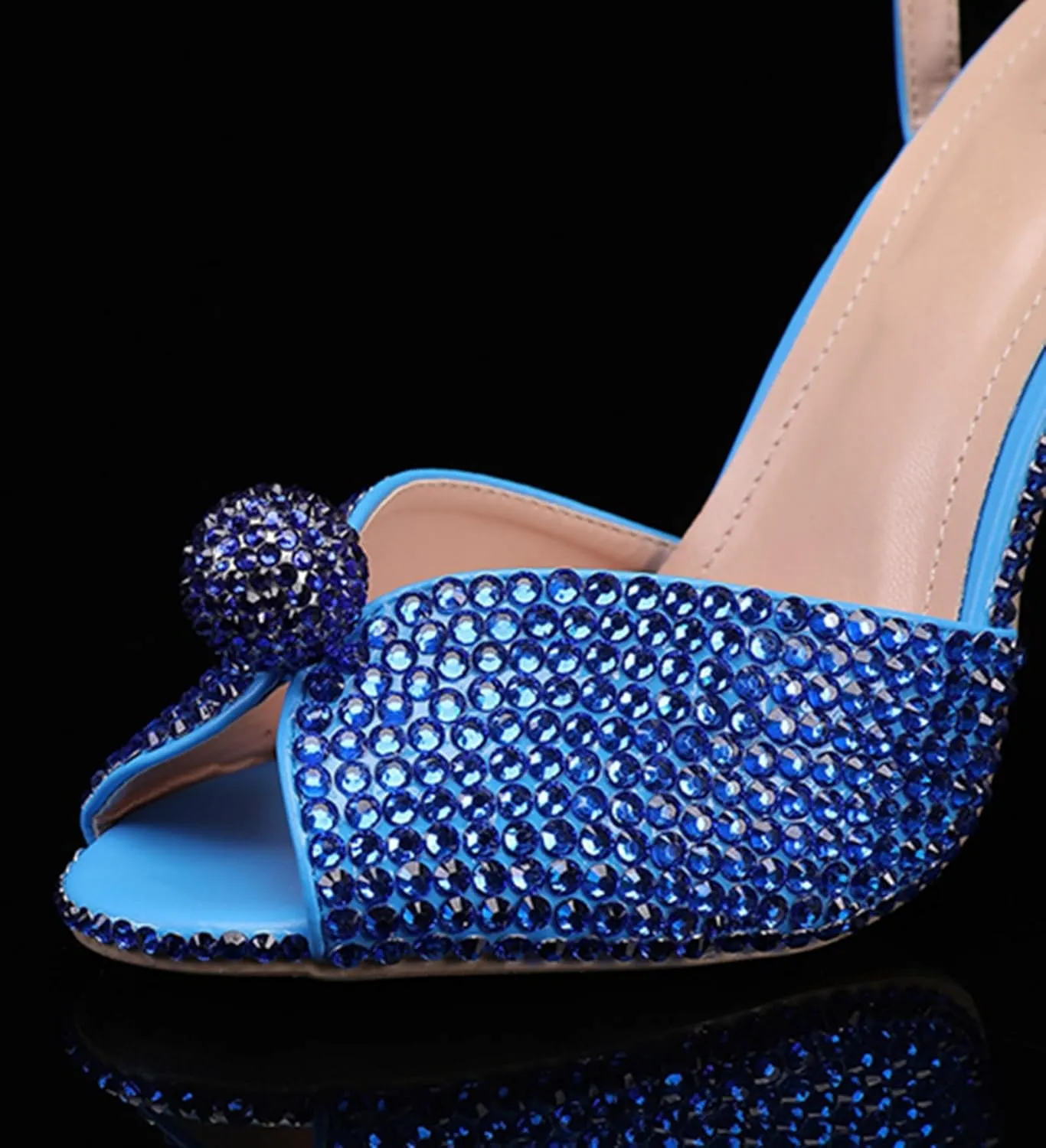 Minishion Slingback High Heel Wedding Shoes for Women with Crystals Fashion Evening Party Sandals