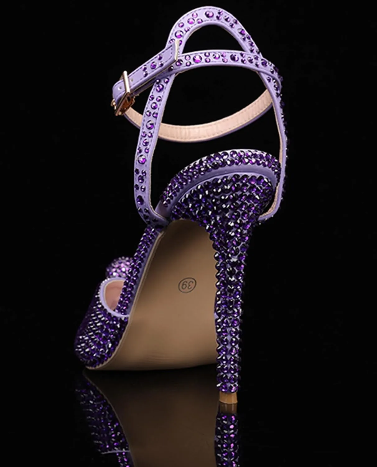 Minishion Slingback High Heel Wedding Shoes for Women with Crystals Fashion Evening Party Sandals