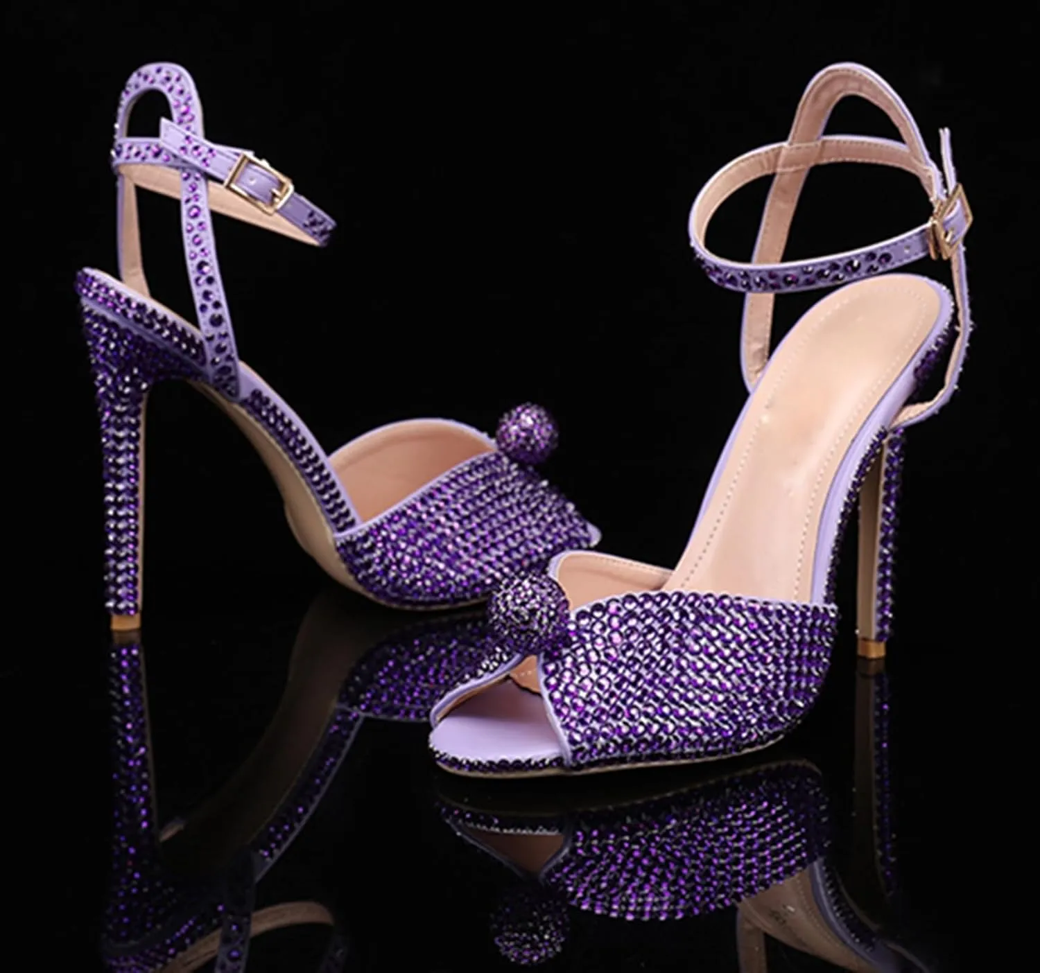Minishion Slingback High Heel Wedding Shoes for Women with Crystals Fashion Evening Party Sandals
