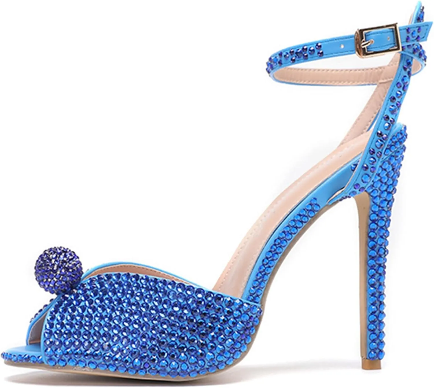 Minishion Slingback High Heel Wedding Shoes for Women with Crystals Fashion Evening Party Sandals