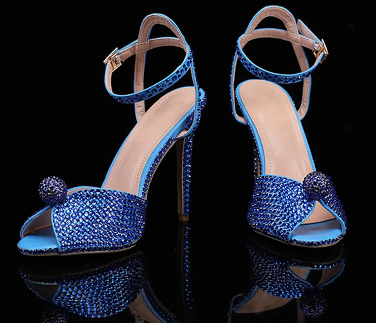 Minishion Slingback High Heel Wedding Shoes for Women with Crystals Fashion Evening Party Sandals