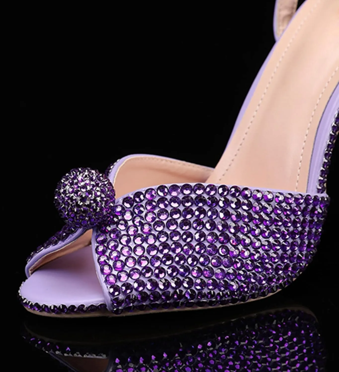 Minishion Slingback High Heel Wedding Shoes for Women with Crystals Fashion Evening Party Sandals
