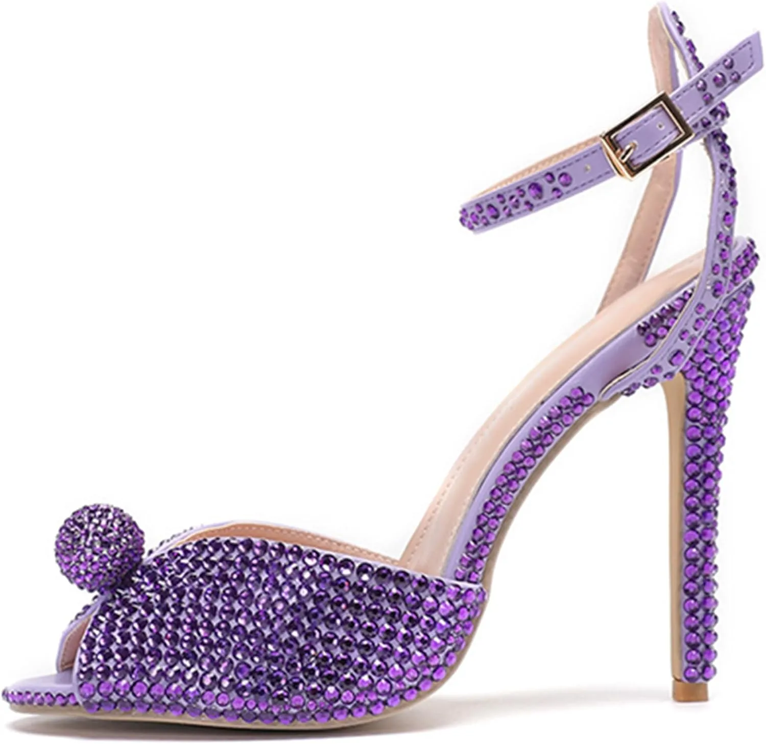 Minishion Slingback High Heel Wedding Shoes for Women with Crystals Fashion Evening Party Sandals