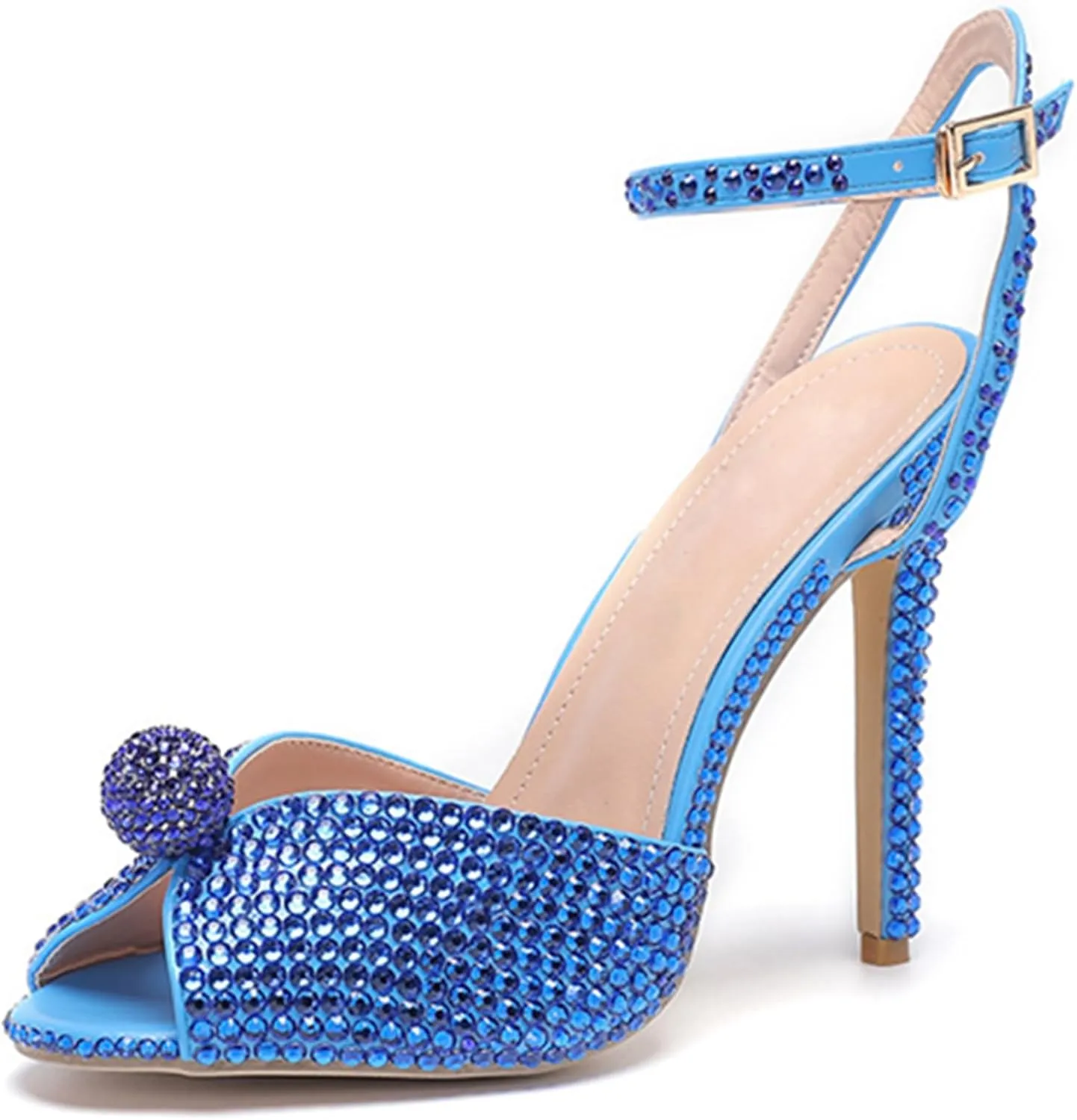 Minishion Slingback High Heel Wedding Shoes for Women with Crystals Fashion Evening Party Sandals