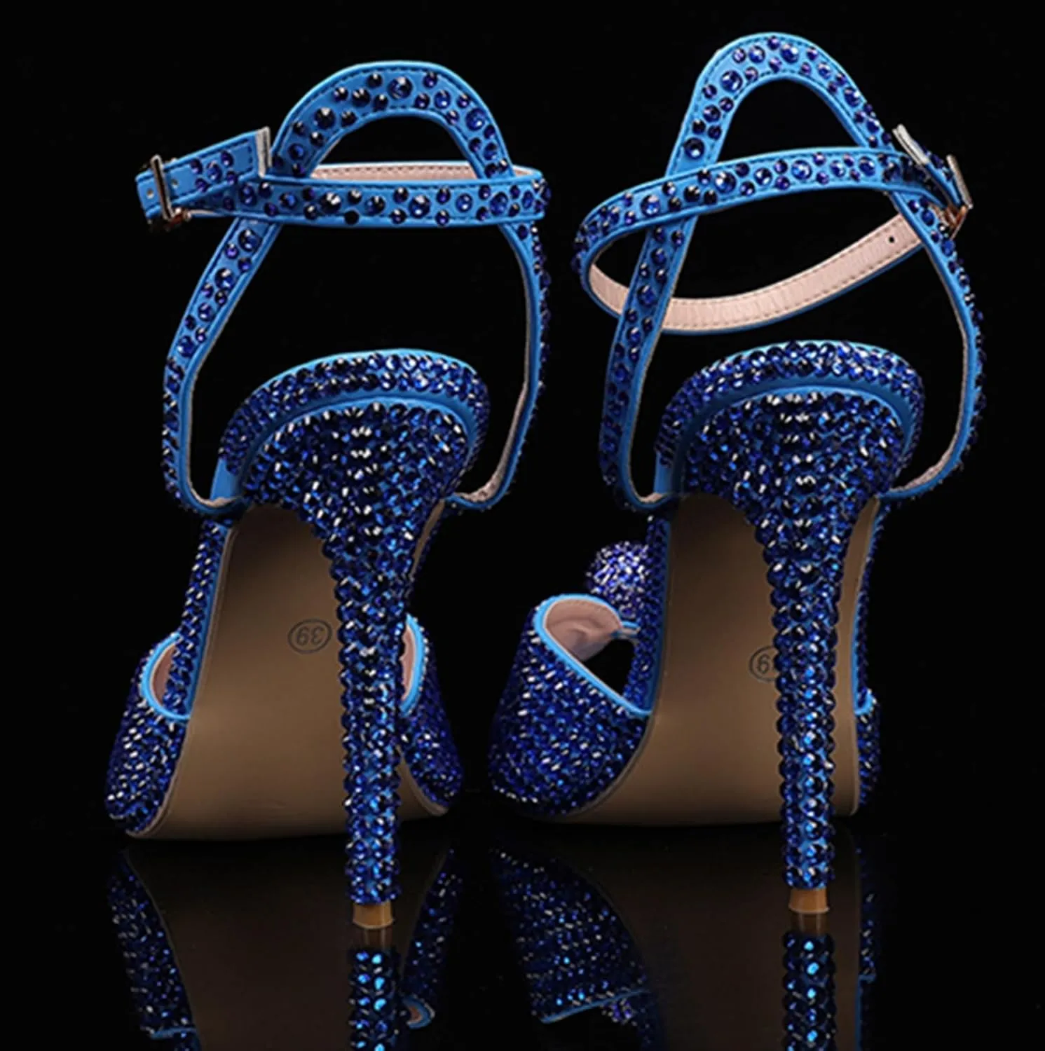 Minishion Slingback High Heel Wedding Shoes for Women with Crystals Fashion Evening Party Sandals