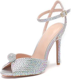 Minishion Slingback High Heel Wedding Shoes for Women with Crystals Fashion Evening Party Sandals