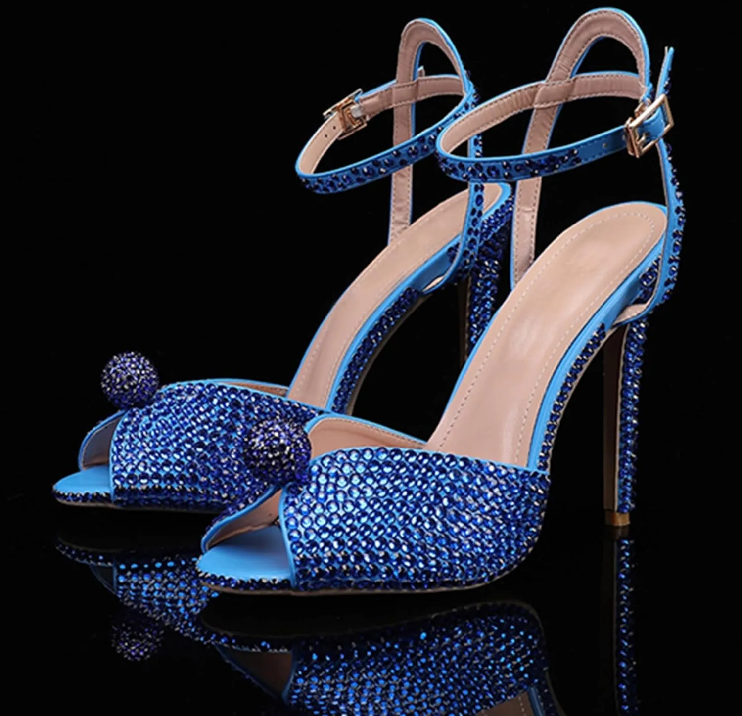 Minishion Slingback High Heel Wedding Shoes for Women with Crystals Fashion Evening Party Sandals