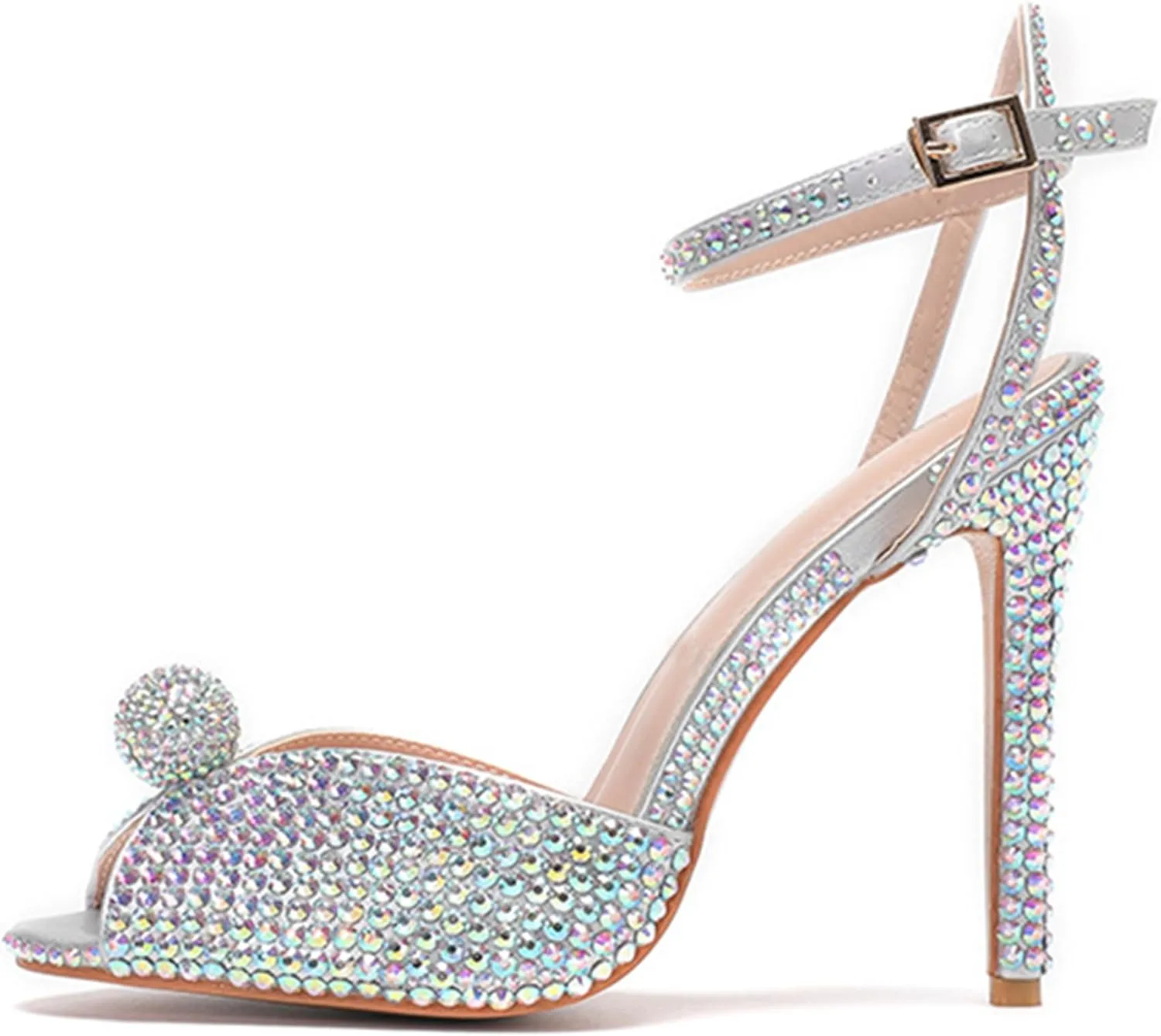Minishion Slingback High Heel Wedding Shoes for Women with Crystals Fashion Evening Party Sandals