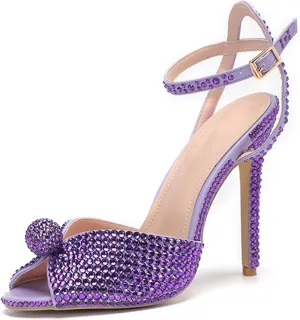 Minishion Slingback High Heel Wedding Shoes for Women with Crystals Fashion Evening Party Sandals