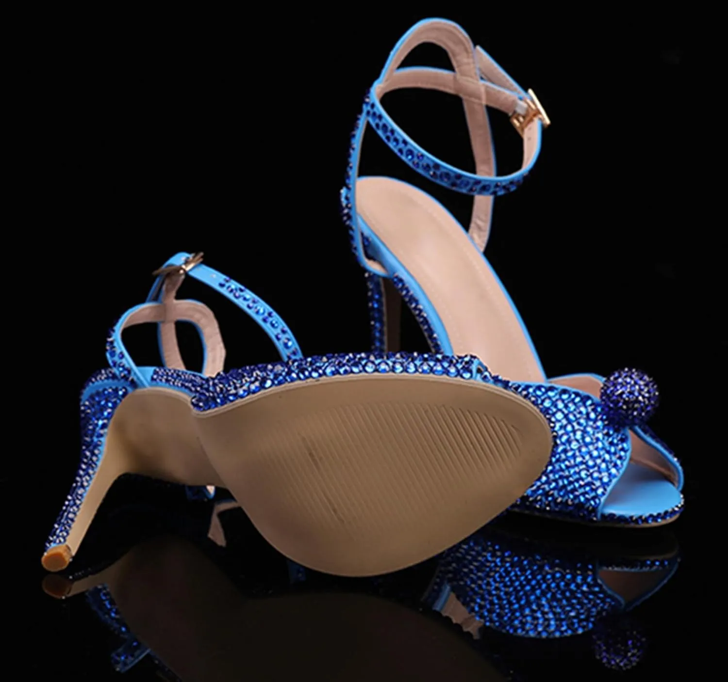 Minishion Slingback High Heel Wedding Shoes for Women with Crystals Fashion Evening Party Sandals