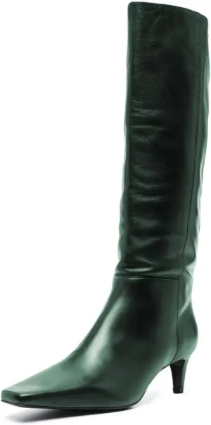 miss left Women Stretchy Knee High Boot Closed Square Toe Low Kitten Heel Winter Fall Tall Boots Party Dress Shoes Size 4-16 US
