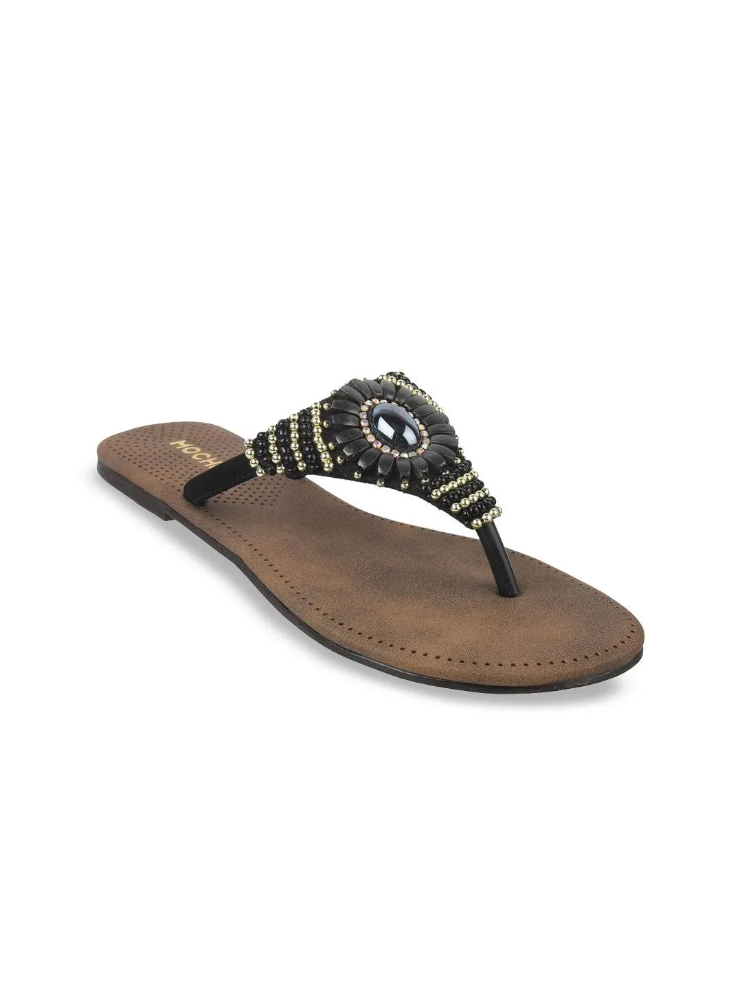 Mochi Women Embellished Open Toe Flats