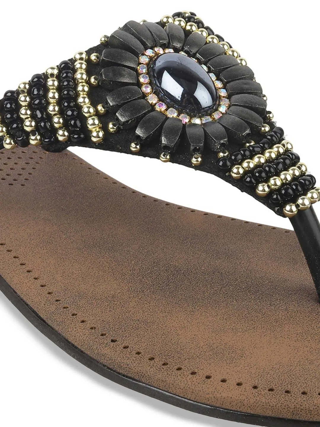 Mochi Women Embellished Open Toe Flats