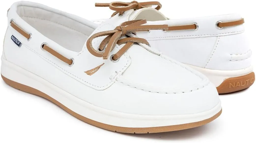 Nautica Women's Casual Boat Shoes, Moc-Toe Loafers with Cushioned Insole, Deck Fashion Sneaker