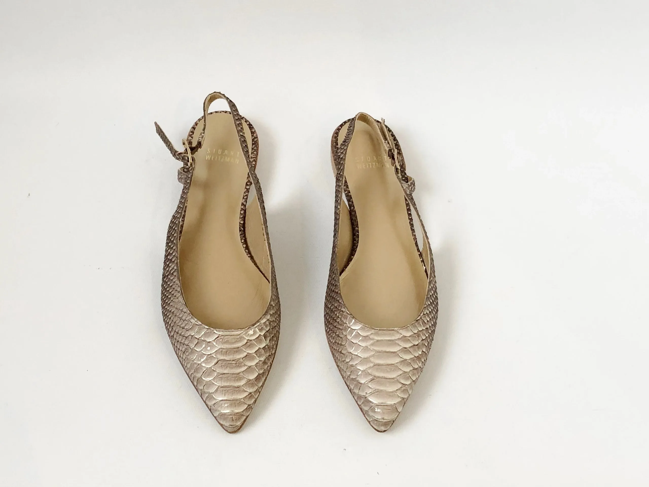 NEW Stuart Weitzman Python Slingback Flat Size 7.5 M