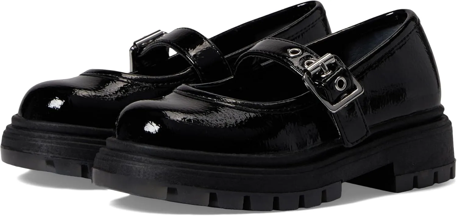 NINA Girl's Kathy (Toddler/Little Kid/Big Kid) Black Crinkle Patent 9 Toddler M
