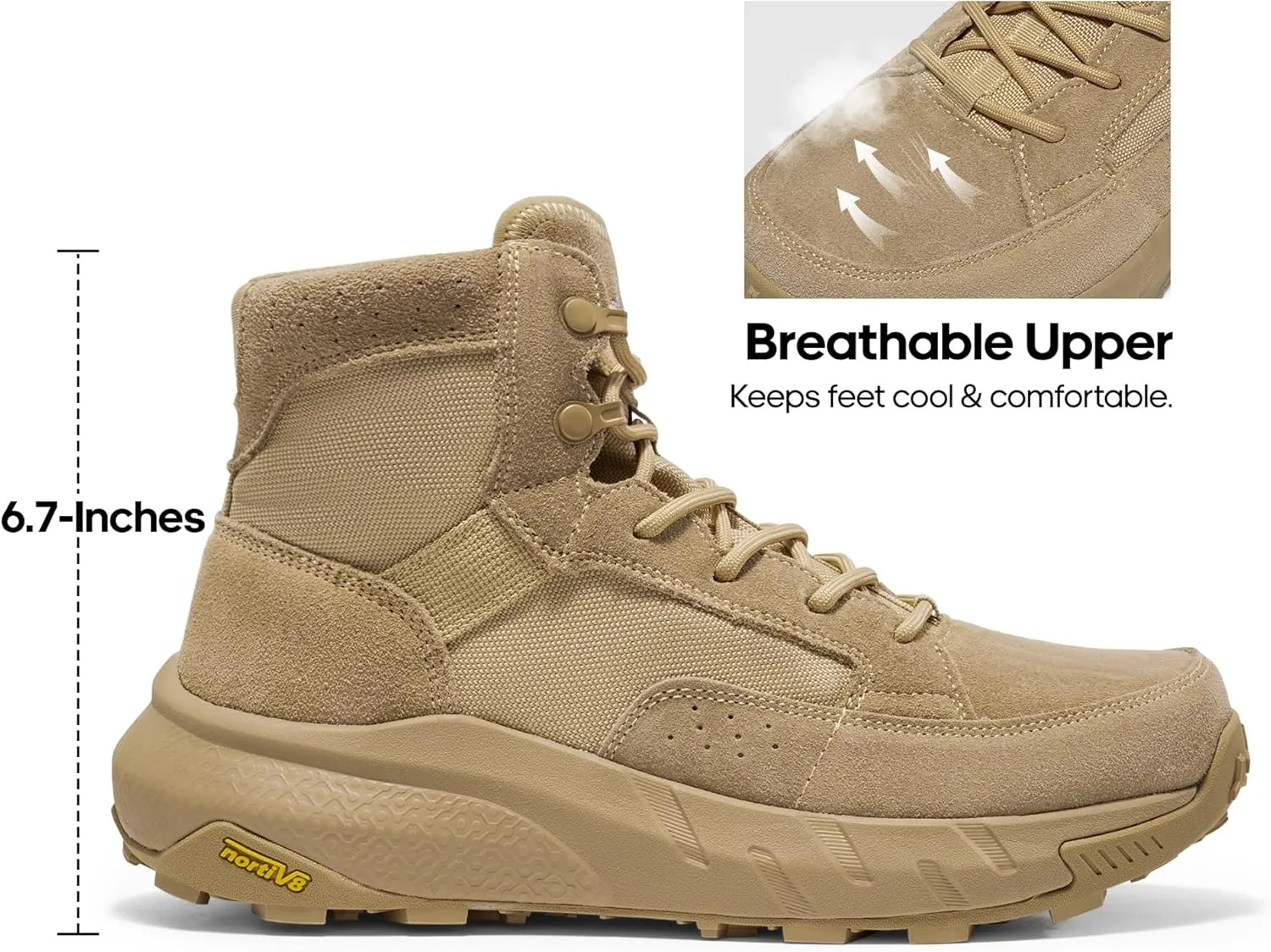 NORTIV 8 Men's Lightweight Casual Work Boots Leather Military Outdoor Hiking Motorcycle Combat Boots Commando