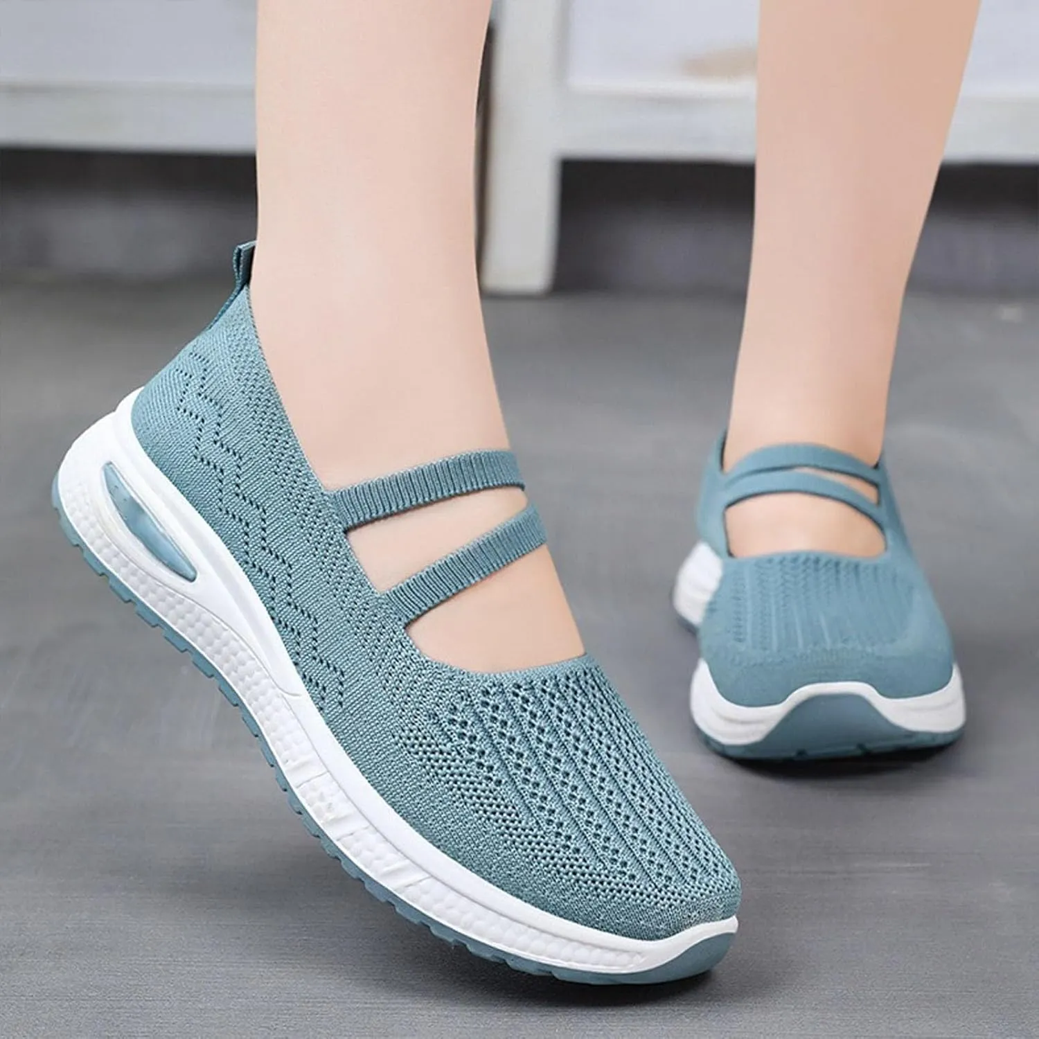 Orthopedic Shoes for Women Breathable Woven Diabetes Foam Shoes Walking Anti-Skid Sports Shoes Womens Slip On Sneakers Casual Arch Support Sneakers