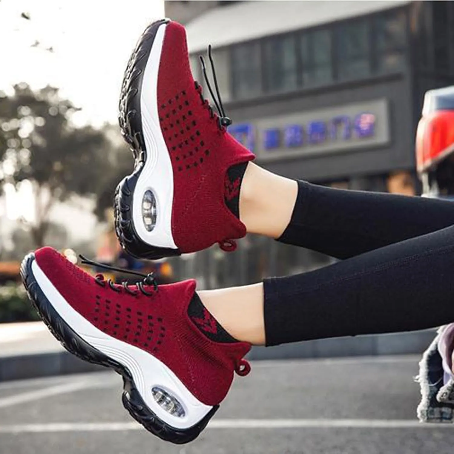 Orthopedic Shoes for Women Plantar Fasciitis,Breathable Walking Sneakers for Women,Slip on Trainers with Arch Support,Womens Air Cushion Sneakers Ortho Stretch Cushion Shoes