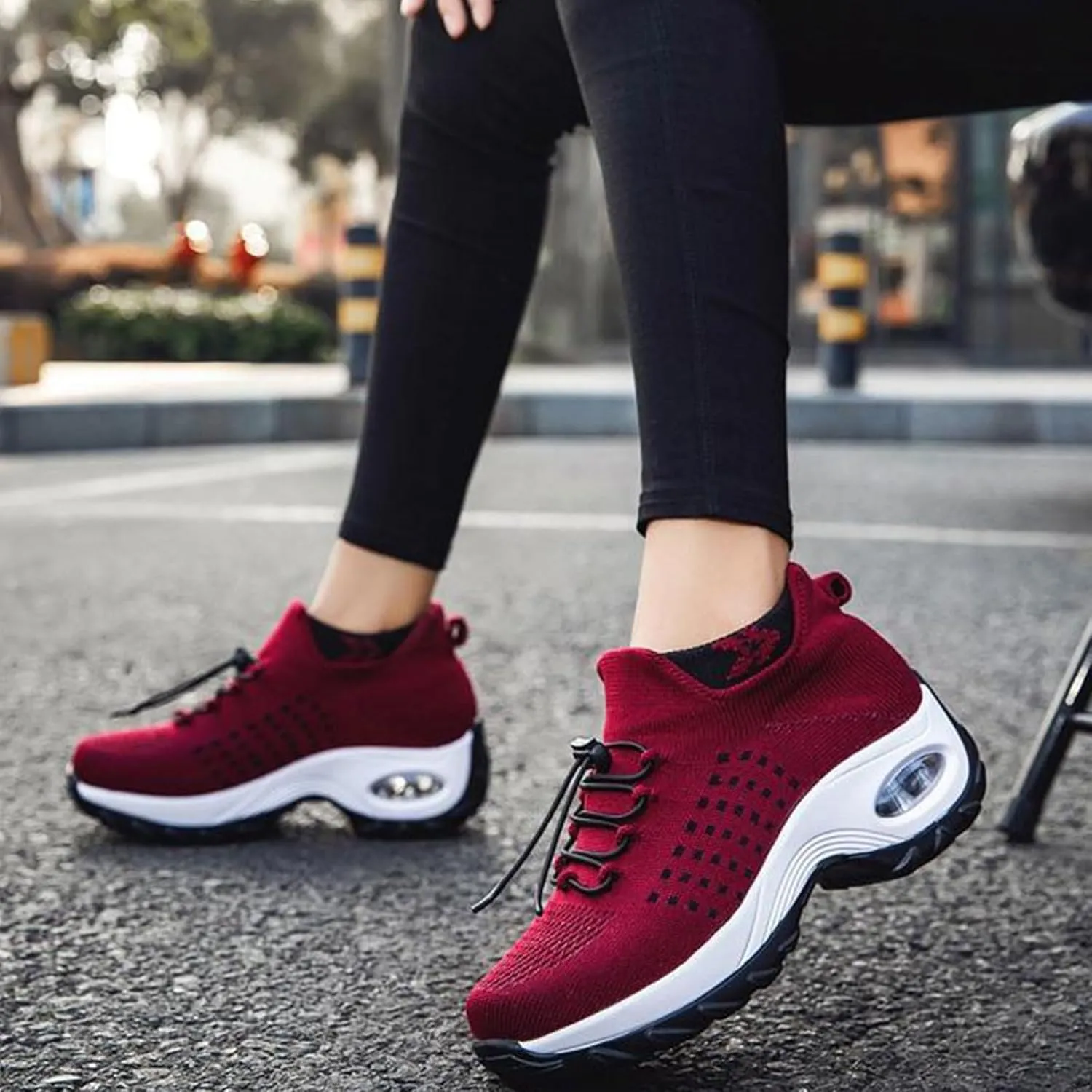 Orthopedic Shoes for Women Plantar Fasciitis,Breathable Walking Sneakers for Women,Slip on Trainers with Arch Support,Womens Air Cushion Sneakers Ortho Stretch Cushion Shoes