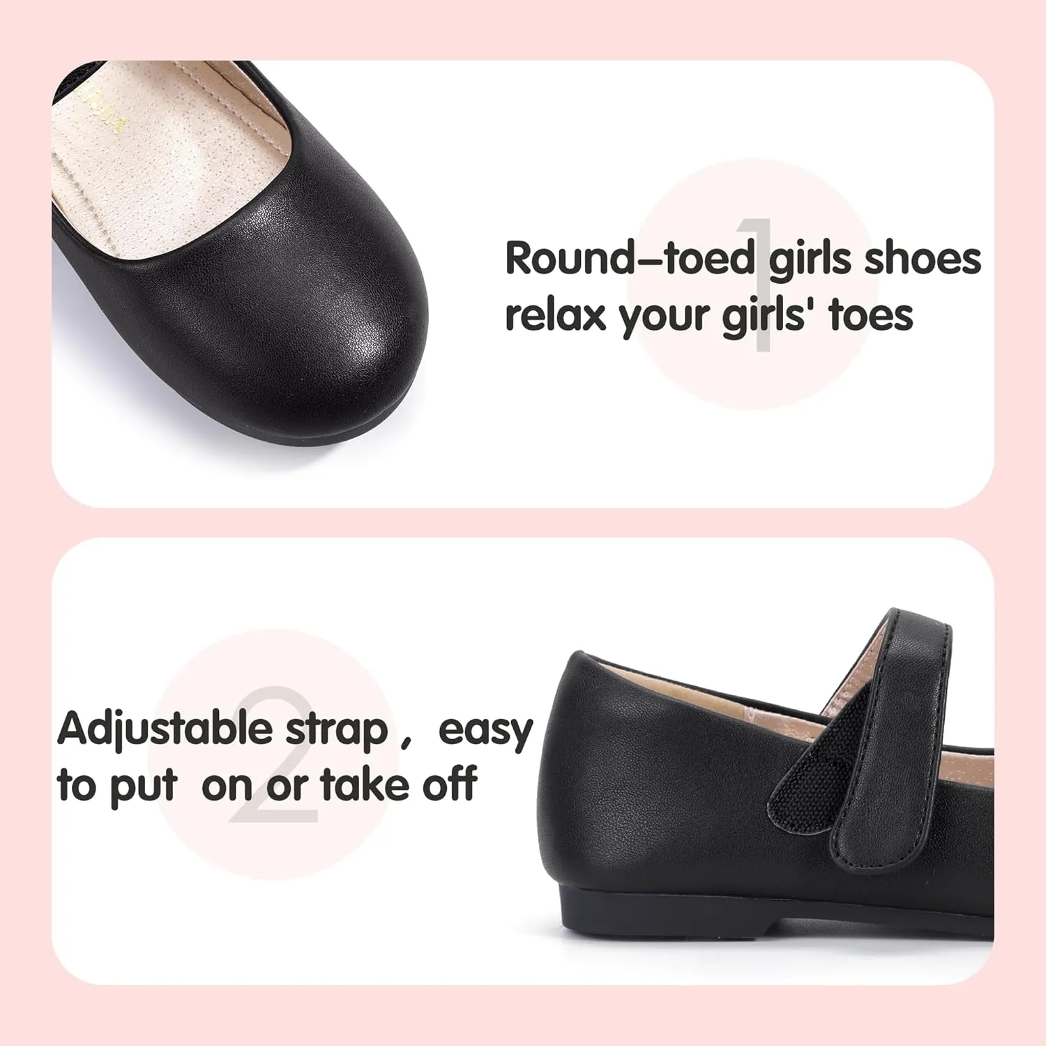 PANDANINJIA Girls Dress Shoes Toddler Flower Girl Kids Mary Jane Shoes Ballet Flats School Wedding Party Church Girls Shoes
