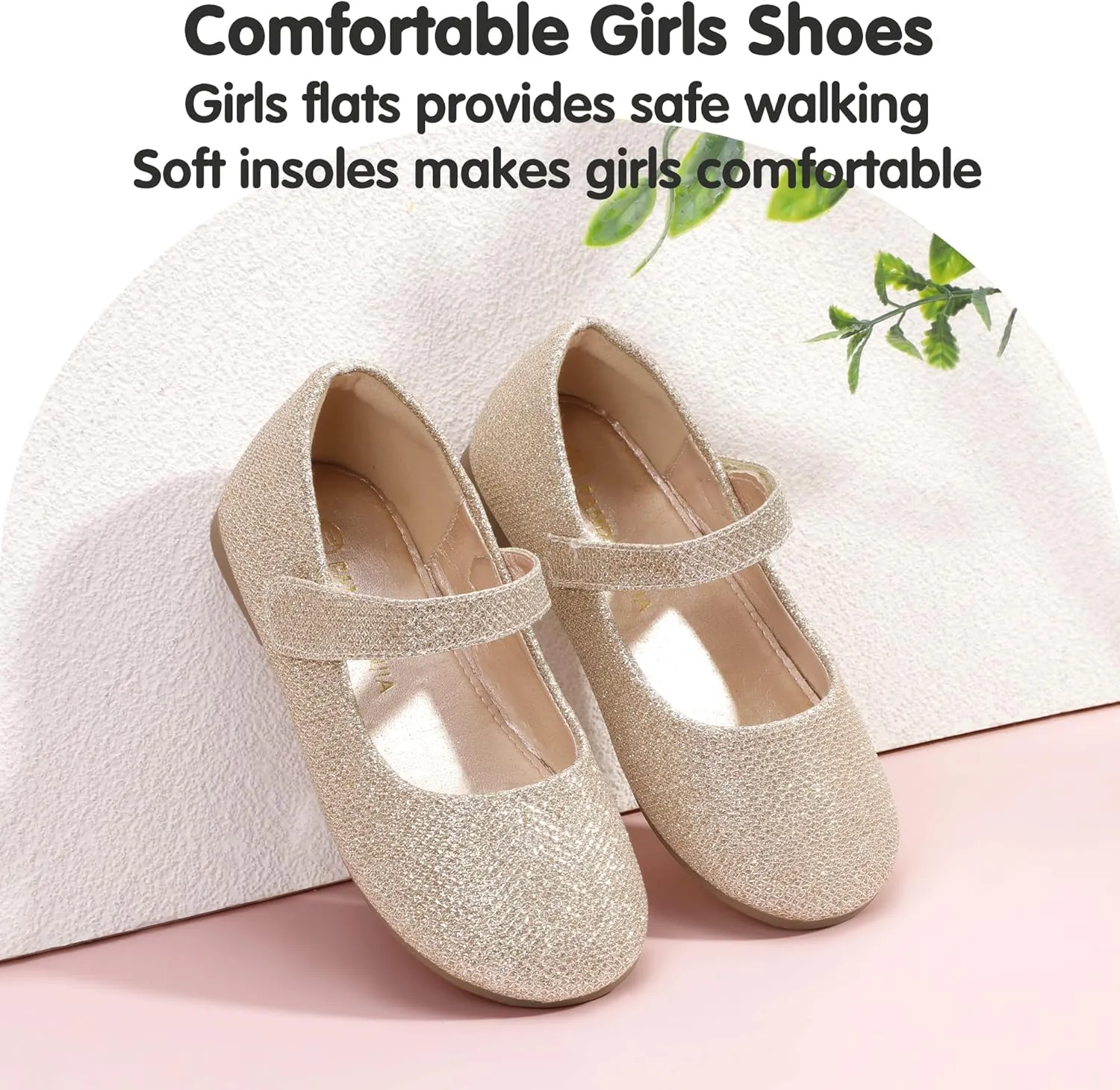 PANDANINJIA Girls Dress Shoes Toddler Flower Girl Kids Mary Jane Shoes Ballet Flats School Wedding Party Church Girls Shoes