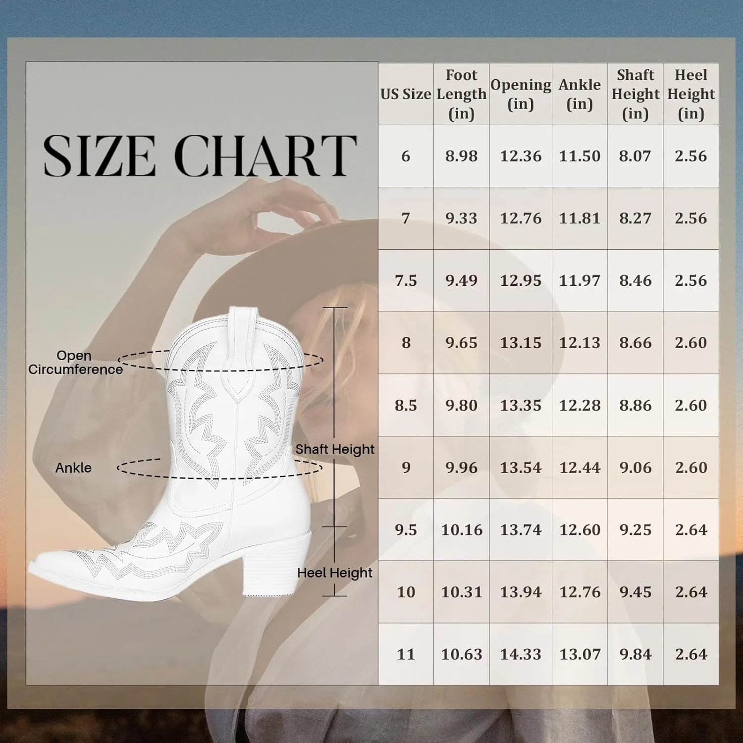 Pasuot Cowboy Boots for Women - Western Cowgirl Boots, Ankle Boots Short Booties for Ladies, Classic Fashion Embroidered Design, Pointed Toe With Rubber Chunky Heel and Pull On Tabs